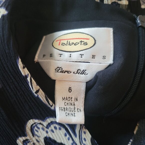 Talbots Petites Pure Silk Blue & White Floral Dress Size 6 - Picture 5 of 5